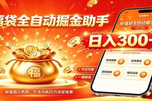 福袋掘金挂机每日稳赚，无需值守挂机操作，每天稳定收益300+-麦资源网