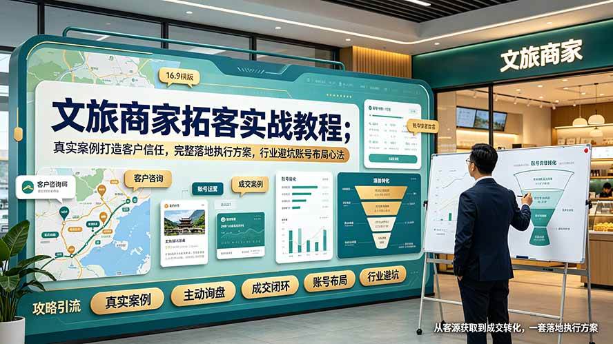 图片[1]-（19273期）文旅商家拓客实战教程；真实案例打造客户信任，完整落地执行方案，行业避坑账号布局心法