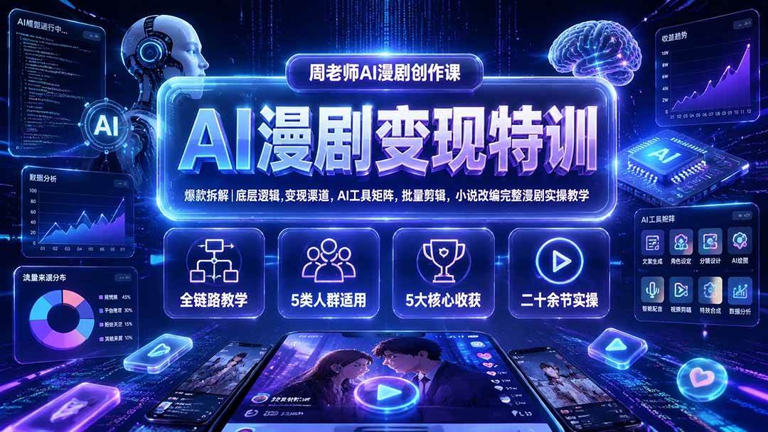 图片[1]-（19633期）AI漫剧变现特训★爆款拆解｜底层逻辑，变现渠道，AI工具矩阵，批量剪辑，小说改编完整漫剧实操教学
