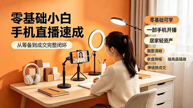 图片[1]-（19231期）零基础小白手机直播速成，从筹备到成交完整闭环，适配苹果安卓系统，解决杂音卡顿留人难问题