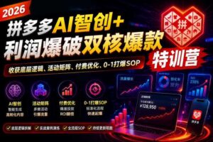 2026拼多多AI智创+利润爆破双核爆款特训营，收获底层逻辑、活动矩阵、付费优化、0-1打爆SOP（更新0727）-麦资源网