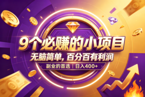 （19617期）9个必赚的小项目，无脑简单，百分百有利润，副业的首选，日入500+-麦资源网
