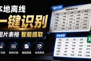 （19609期）体积仅70MB，图片一键智能提取表格工具来了！完全免费且离线使用，FastOCR智能表格识别软件V1.0-麦资源网
