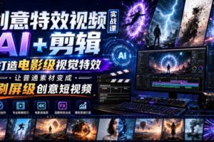 创意特效视频实战课，AI+剪辑打造电影级视觉特效，让普通素材变成刷屏级创意短视频-麦资源网