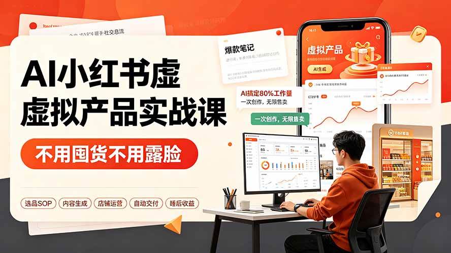 图片[1]-（19314期）AI小红书虚拟产品实战课-更新：不用囤货不用露脸，AI搞定80%工作量，一次创作无限售卖睡后收益