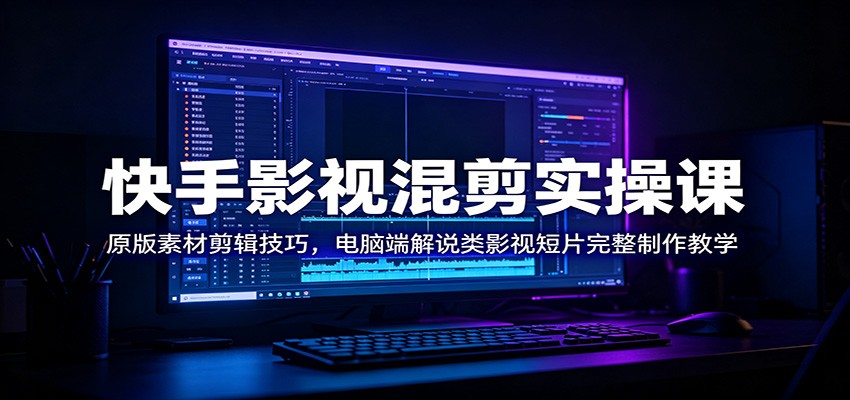 快手影视混剪实操课：原版素材剪辑技巧，电脑端解说类影视短片完整制作教学-麦资源网