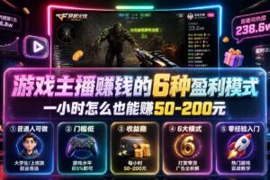 （19627期）付费文章：游戏主播赚钱的6种盈利模式，一小时怎么也能赚50-200元-麦资源网