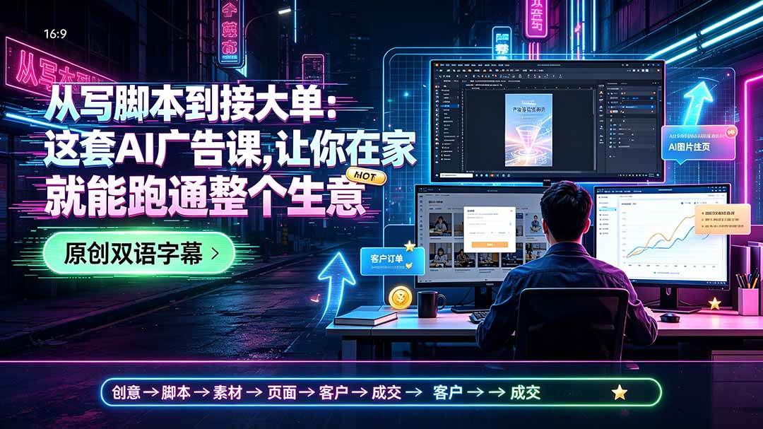 图片[1]-（19318期）从写脚本到接大单：这套AI广告课，让你在家就能跑通整个生意【原创双语字幕】