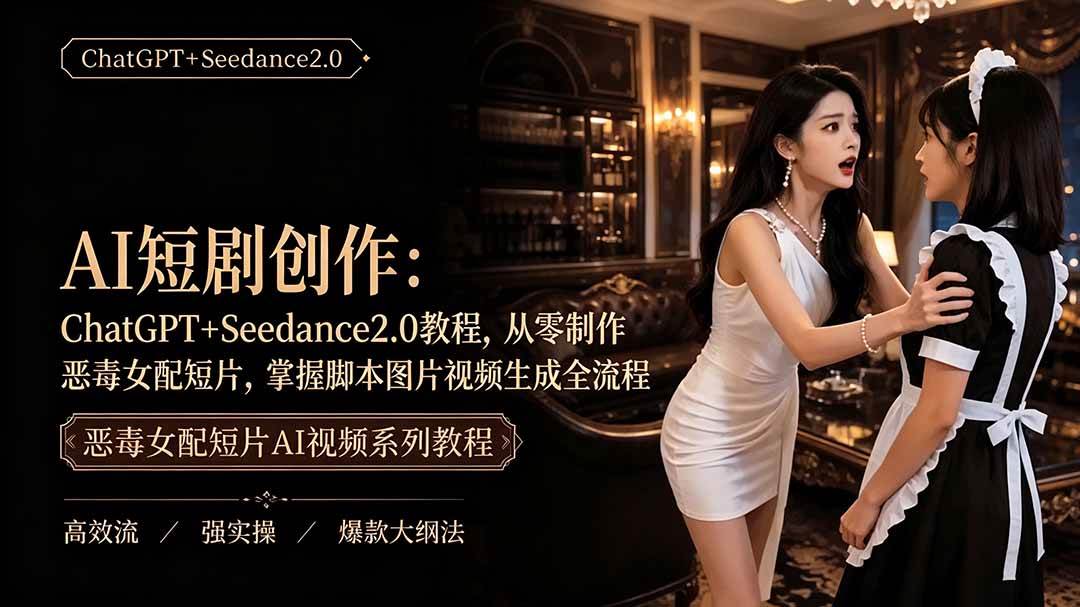 图片[1]-（19545期）AI短剧创作：ChatGPT+Seedance2.0教程，从零制作恶毒女配短片，掌握脚本图片视频生成全流程
