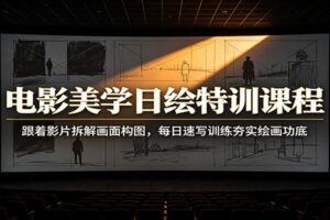 电影美学日绘特训课程：跟着影片拆解画面构图，每日速写训练夯实绘画功底-麦资源网
