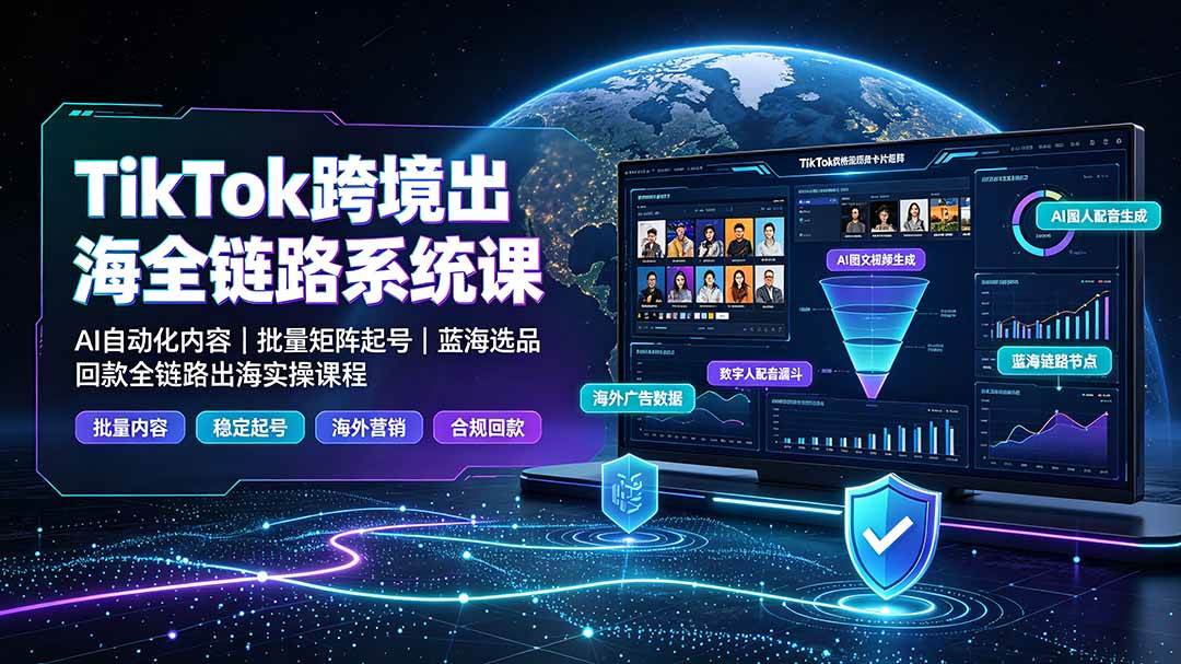 图片[1]-（19425期）TikTok跨境出海全链路系统课-2026年7月：AI自动化内容｜批量矩阵起号｜蓝海选品回款全链路出海实操课程