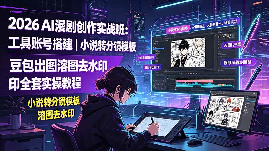 图片[1]-（19433期）2026AI漫剧创作实战班：工具账号搭建｜小说转分镜模板｜豆包出图溶图去水印全套实操教程
