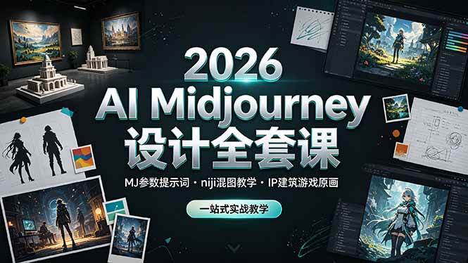 图片[1]-（19209期）2026 AI Midjourney设计全套课，MJ参数提示词niji混图教学，IP建筑游戏原画一站式实战教学