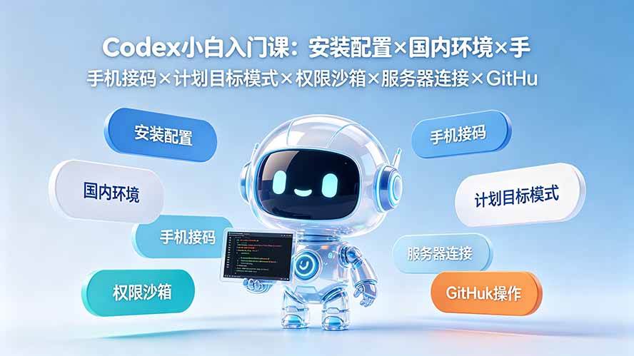 图片[1]-（19402期）Codex小白入门课：安装配置×国内环境×手机接码×计划目标模式×权限沙箱×服务器连接×GitHub操作