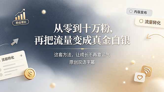 图片[1]-（19198期）从零到十万粉，再把流量变成真金白银——这套方法，让成长不再靠运气【原创双语字幕】