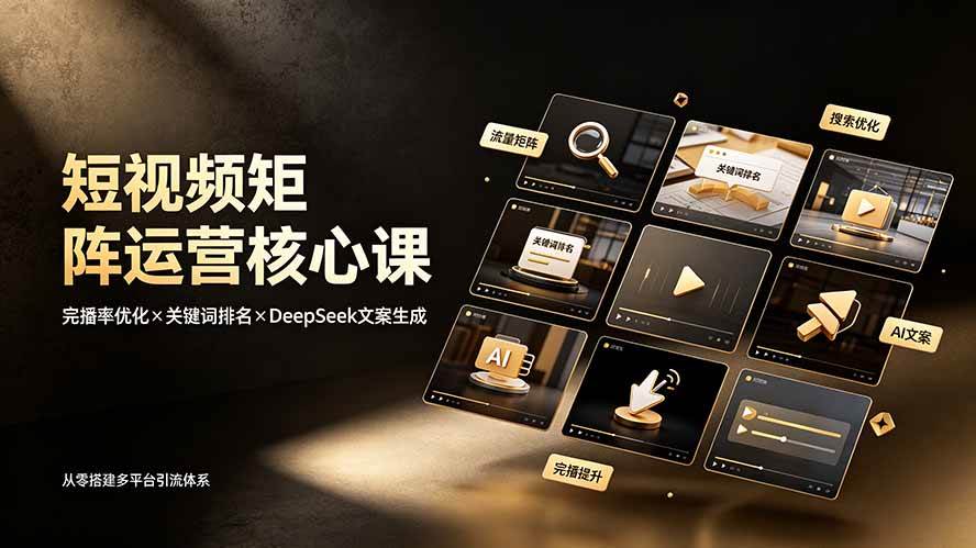图片[1]-（19259期）短视频矩阵运营核心课：完播率优化×关键词排名×DeepSeek文案生成，从零搭建多平台引流体系