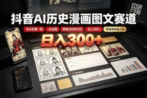 （19498期）抖音AI历史漫画图文赛道：半小时更一条×AI出图×邪修过伙伴计划×日入300+，零成本快速入局-麦资源网