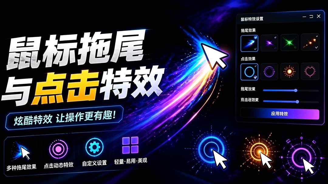 图片[1]-（19356期）Windows特效小工具！一键给你的鼠标添加拖尾与点击动态特效，吾爱出品，免费使用 Mouse Trail