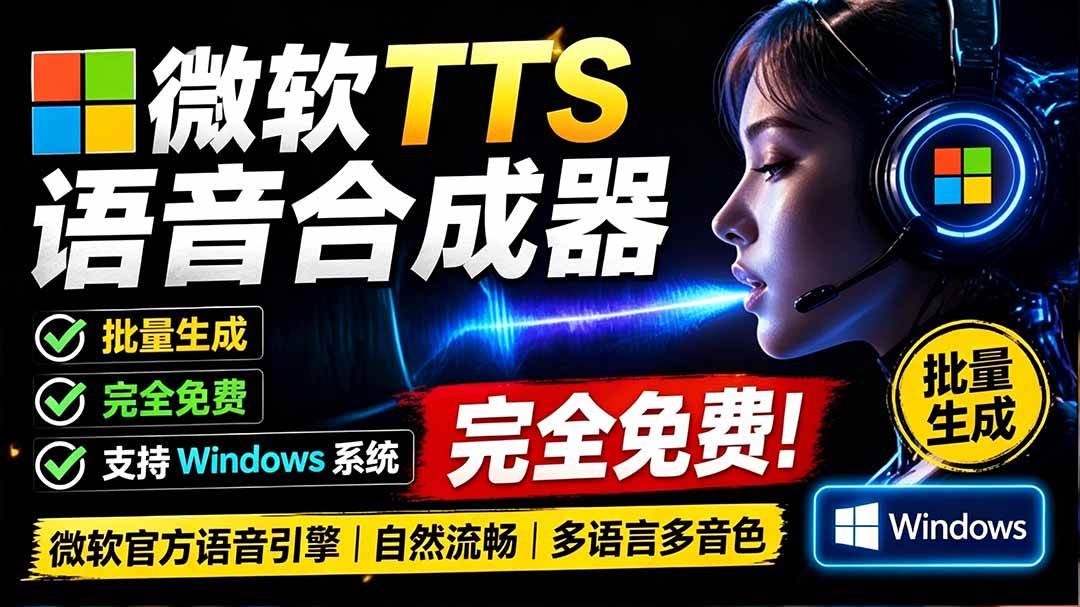 图片[1]-（19494期）微软 TTS 免费语音配音生成器，完全免费，支持多语音、多音色选择，Windows系统专用 TTS语音合成器