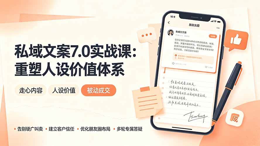 图片[1]-（19313期） 私域文案实战课7.0：重塑人设价值体系｜-告别硬广推销×走心内容×自我价值塑造，实现被动成交