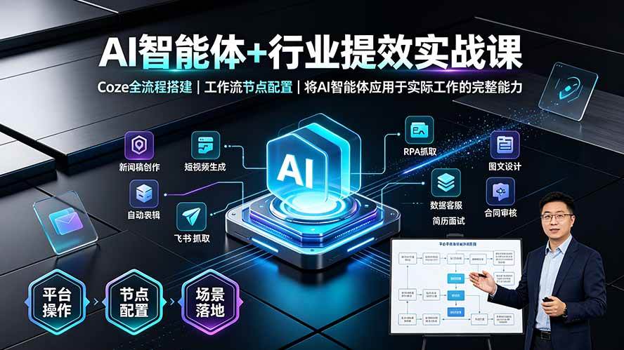 图片[1]-（19281期）AI智能体+行业提效实战课·Coze全流程搭建｜工作流节点配置｜将AI智能体应用于实际工作的完整能力