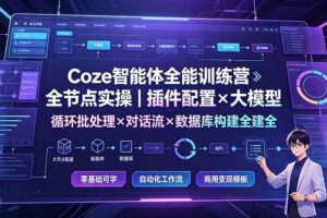 （19324期）Coze智能体全能训练营：全节点实操｜插件配置×大模型×循环批处理×对话流×数据库构建全教学-麦资源网