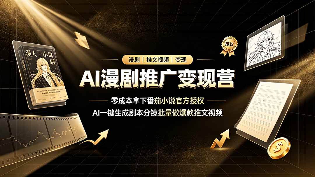 图片[1]-（19193期）AI漫剧推广变现营，零成本拿下番茄小说官方授权，AI一键生成剧本分镜批量做爆款推文视频