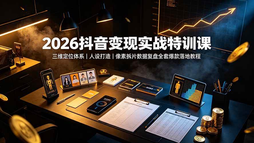 图片[1]-（19419期）2026抖音变现实战特训课：三维定位体系｜人设打造｜像素拆片数据复盘全套爆款落地教程