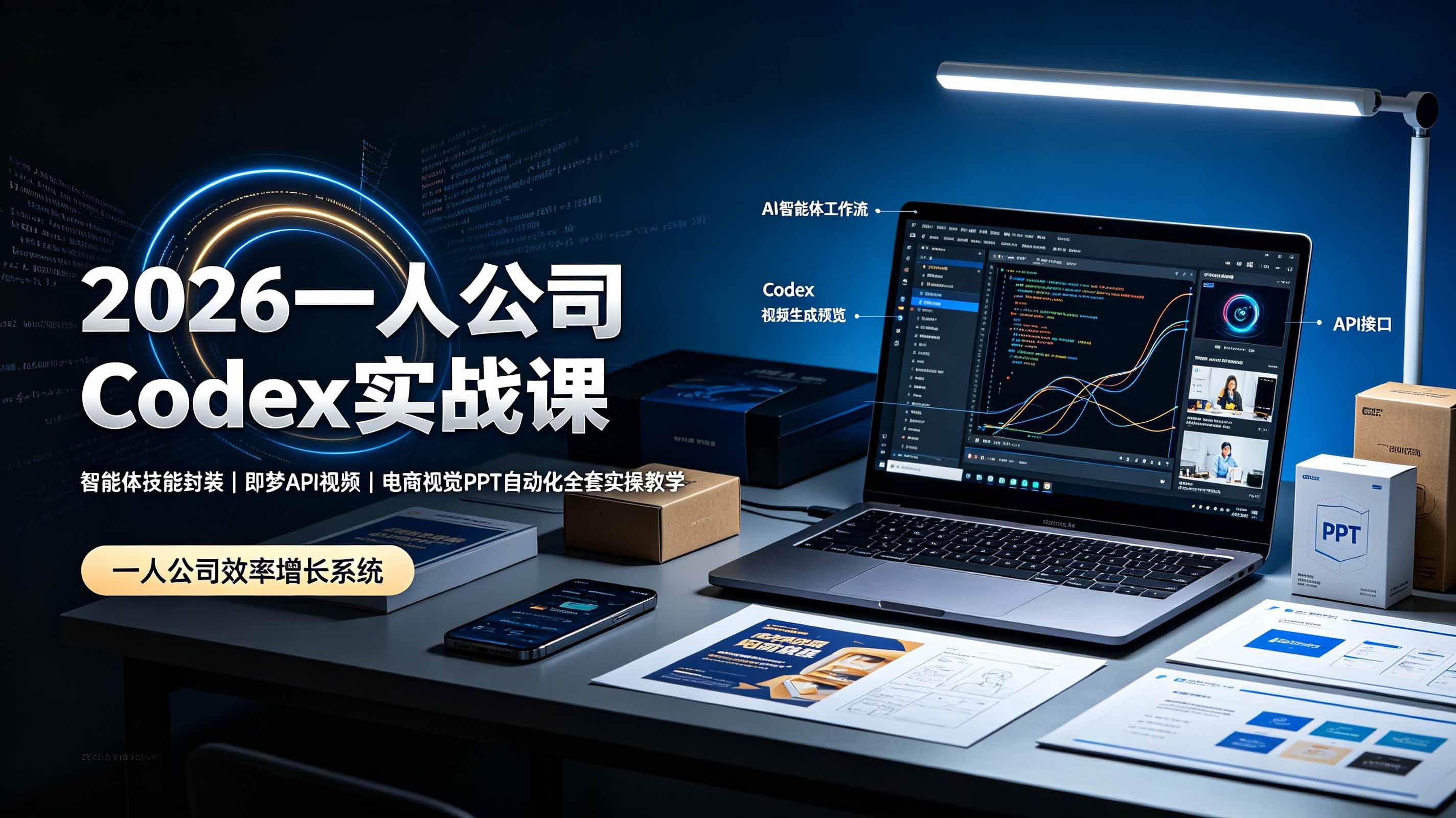 图片[1]-（19503期）2026一人公司Codex实战课◆智能体技能封装｜即梦API视频｜电商视觉PPT自动化全套实操教学