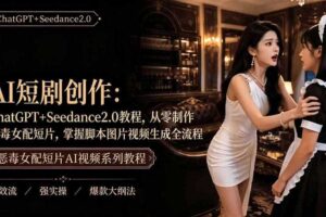 AI短剧从零创作实战课｜ChatGPT脚本撰写+Seedance2.0视频生成，恶毒女配短剧全流程教程-麦资源网