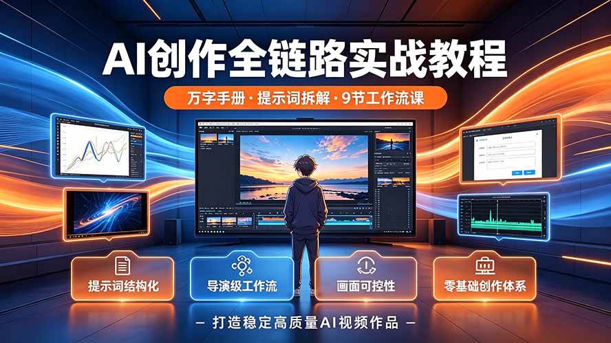 图片[1]-（19247期）AI创作全链路实战教程｜万字手册·提示词拆解·9节工作流课，打造稳定高质量AI视频作品