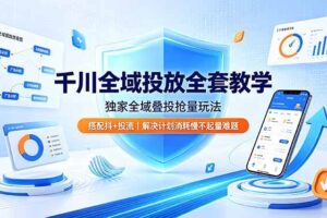 （19172期）千川全域投放全套教学，独家全域叠投抢量玩法，搭配抖+投流，解决计划消耗慢不起量难题-麦资源网