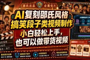 AI复刻邵氏风格搞笑段子类视频制作，小白轻松上手，也可以做带货视频-麦资源网