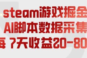 steam游戏掘金，AI脚本数据采集，轻松月入过1W，每7天收益20-80%【揭秘】-麦资源网