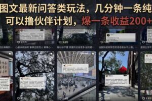 抖音图文最新问答类玩法,几分钟一条纯原创,可以撸伙伴计划,爆一条收益200+-麦资源网