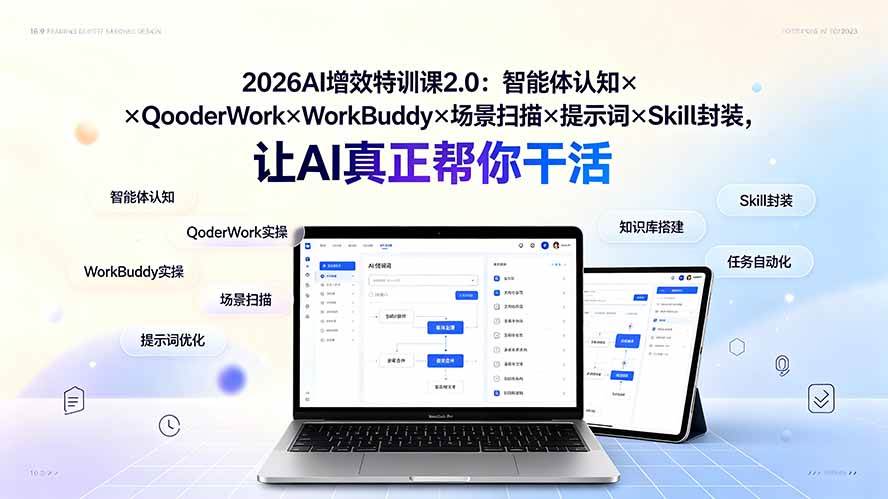 图片[1]-（19368期）2026AI增效特训课2.0：智能体认知×QoderWork×WorkBuddy×场景扫描×提示词×Skill封装，让AI真正帮你干活