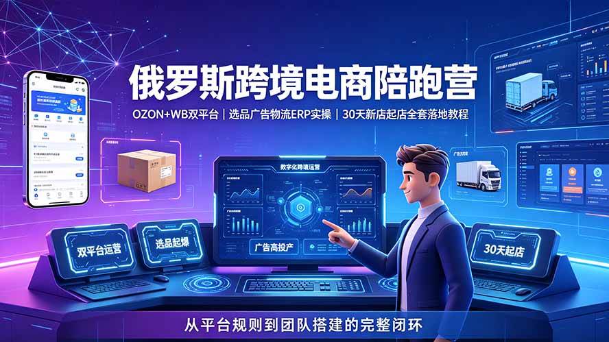 图片[1]-（19371期）2026俄罗斯跨境电商陪跑营：OZON+WB双平台｜选品广告物流ERP实操｜30天新店起店全套落地教程