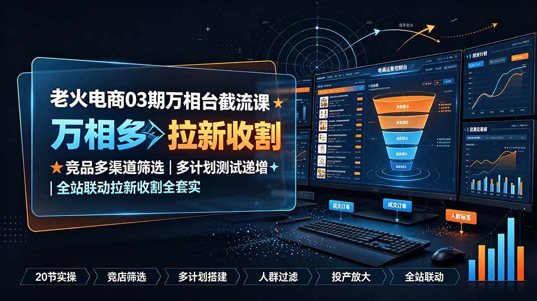 图片[1]-（19431期）老火电商03期万相台截流课：竞品多渠道筛选｜多计划测试递增｜全站联动拉新收割全套实操教学