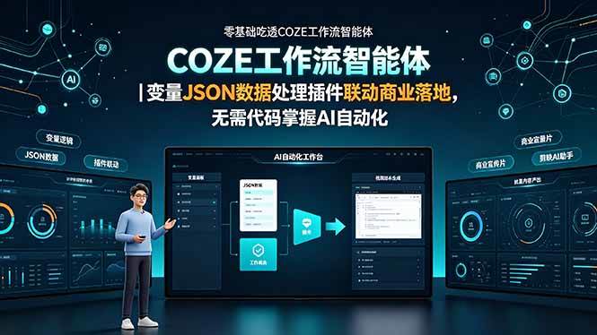 图片[1]-（19243期）零基础吃透COZE工作流智能体｜变量JSON数据处理插件联动商业落地，无需代码掌握AI自动化