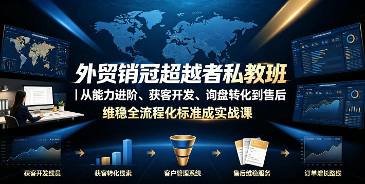 外贸销冠超越者私教班｜从能力进阶、获客开发、询盘转化到售后维稳全流程标准化*实战课