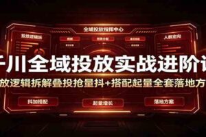 千川全域投放实战进阶课：投放逻辑拆解，叠投抢量抖+搭配起量全套落地方案-麦资源网