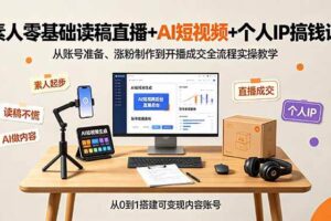 （19232期）素人零基础读稿直播+AI短视频+个人IP搞钱课，从账号准备、涨粉制作到开播成交全流程实操教学-麦资源网