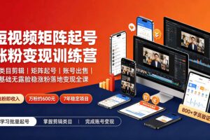 （19251期）短视频矩阵起号涨粉变现训练营｜多类目剪辑·矩阵起号·账号出售，零基础无露脸稳涨粉落地变现全课-麦资源网