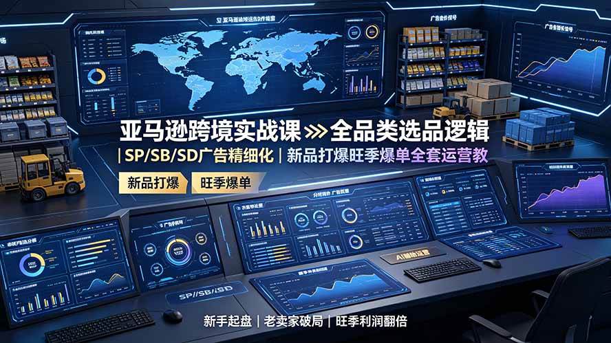 图片[1]-（19352期）亚马逊跨境实战课：全品类选品逻辑｜SP/SB/SD广告精细化｜新品打爆旺季爆单全套运营教程