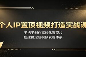 个人IP置顶视频打造实战课：手把手制作高转化置顶片，搭建稳定短视频获客体系-麦资源网