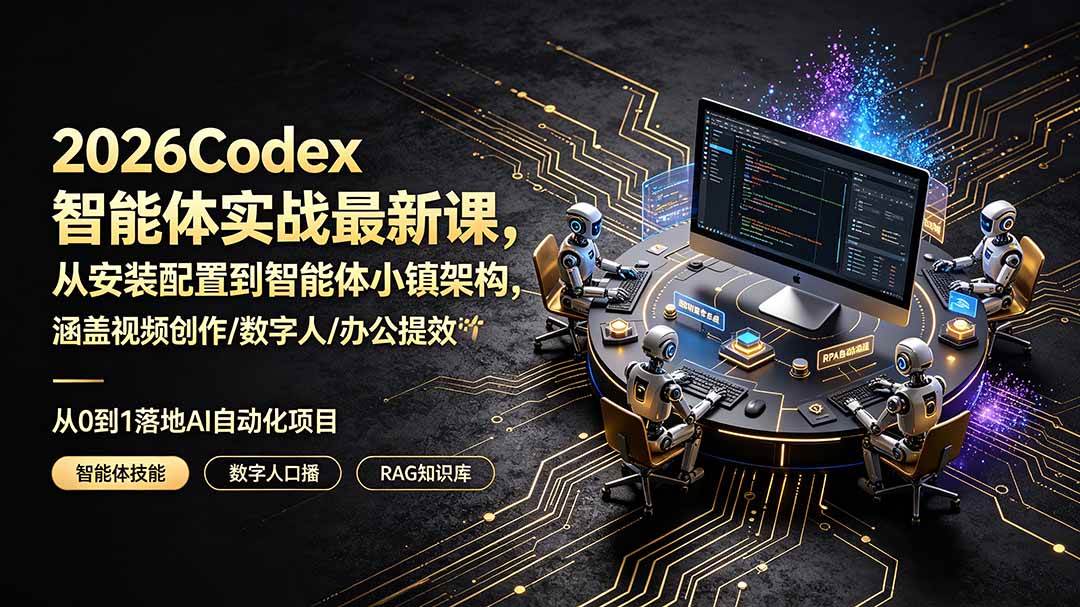 图片[1]-（19237期）2026Codex智能体实战最新课，从安装配置到智能体小镇架构，涵盖视频创作/数字人/办公提效全技能
