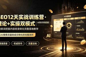（19277期）GEO12天实战训练营·理论+实操双模式｜AI知识库搭建｜搜索词挖掘内容收录转化完整落地教学-麦资源网
