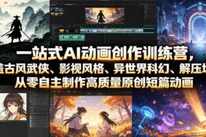 一站式AI动画创作训练营，涵盖古风武侠、影视风格、异世界科幻、解压场景，从零自主制作高质量原创短篇动画（更新）-麦资源网