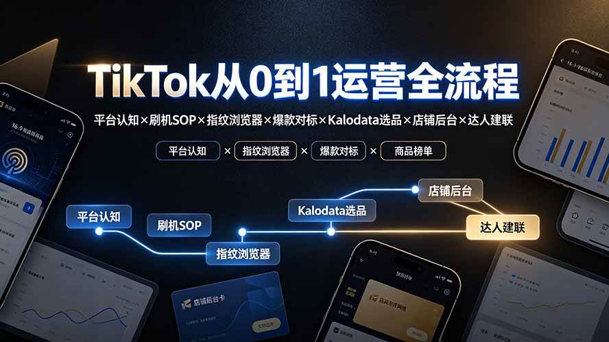 图片[1]-（19480期）TikTok从0到1运营全流程：平台认知×刷机SOP×指纹浏览器×爆款对标×Kalodata选品×店铺后台×达人建联