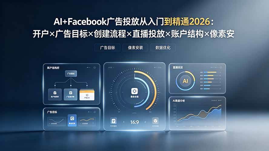 图片[1]-（19465期）AI+Facebook广告投放从入门到精通2026：开户×广告目标×创建流程×直播投放×账户结构×像素安装×AI赋能